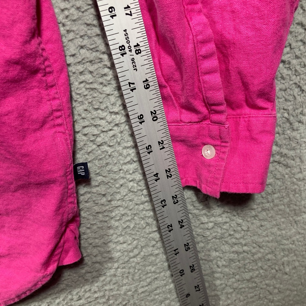 GAP Women's Pink Linen Blend Button Down Shirt XXL Long Sleeve Collared Pocket - Picture 4 of 10